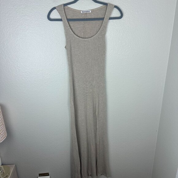 Reformation Bliss Dress XS Ribbed Knit Maxi High Sexy Slit Soft Stretchy - Picture 2 of 9